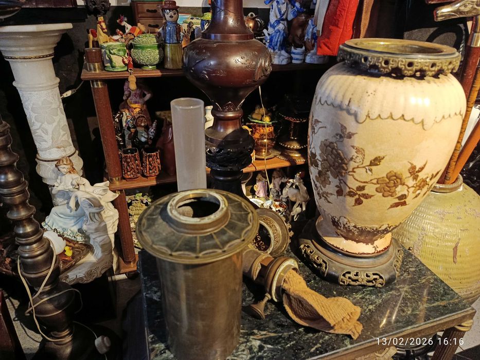 Candeeiro Petróleo Cerâmica e Bronze Satsuma Séc XIX Japão