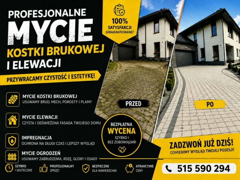 Profesjonalne mycie kostki brukowej myjką ciśnieniową