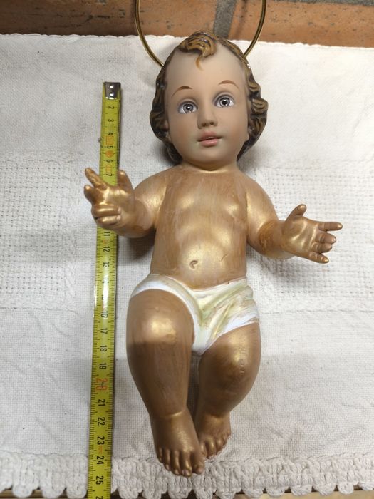 Estatueta Menino Jesus com Auréola Metálica