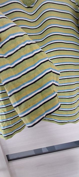 Bluza dresowa zielona w paski vintage S M kitaro bawełna