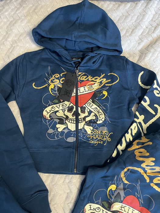 Ed hardy granatowy komplet dresowy secik dresy bluza swag baddie y2k