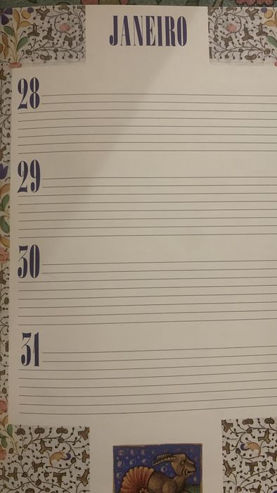 Agenda sem ano e dias