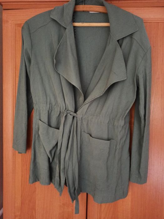 Nowa narzutka/marynarka wiskozowa khaki M/L