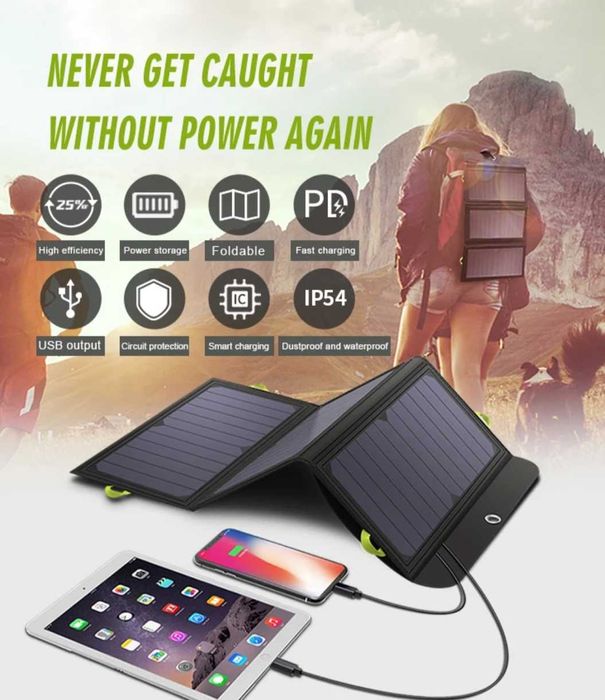 Солнечная панель 21 Вт  аккумулятор 10000 мАч зарядная станция