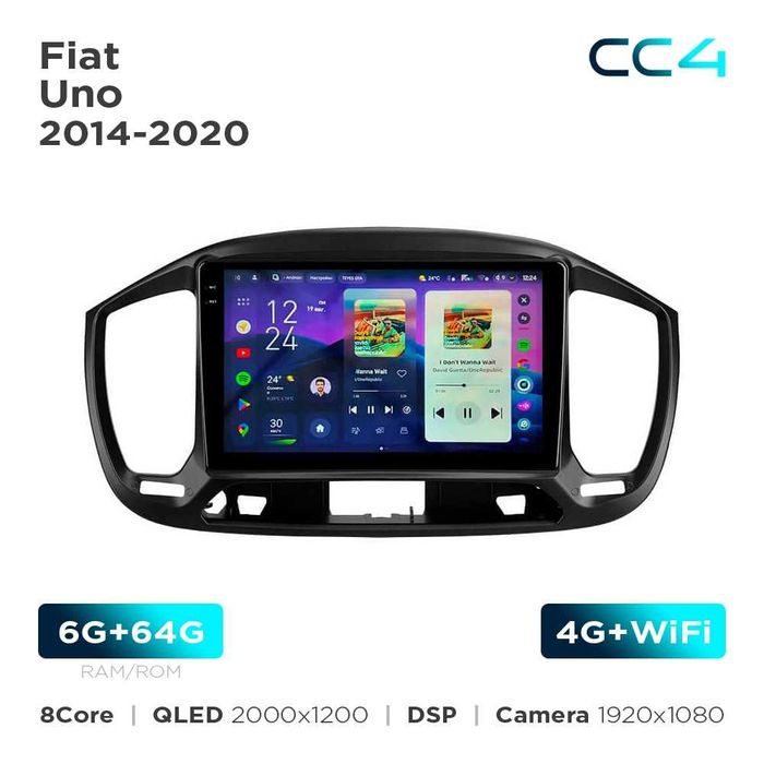 Штатна магнітола Teyes CC4 2k 6+64 Gb Fiat Uno, Fiat 500X, Fiat Bravo, Fiat Doblo, Fiat Freemont