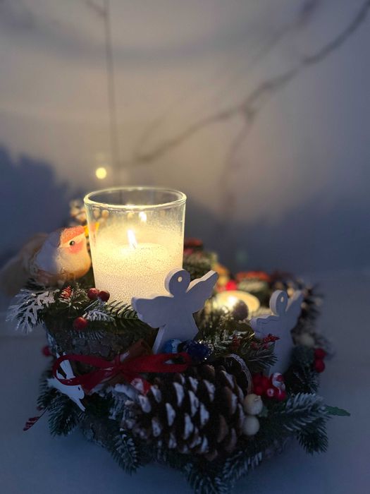 Новорічна композиція. Зимовий підсвічник