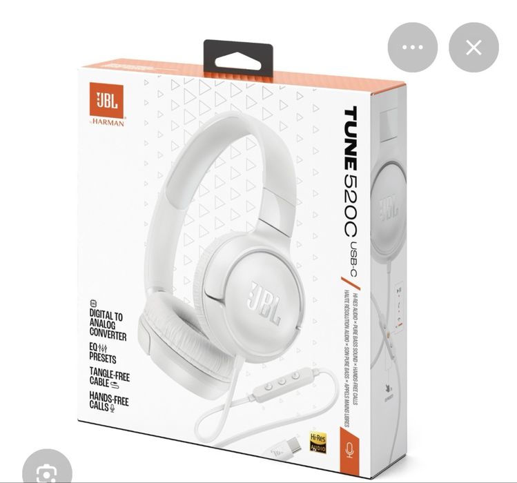 Słuchawki nauszne przewodowe  jbl tune 520c usb-c