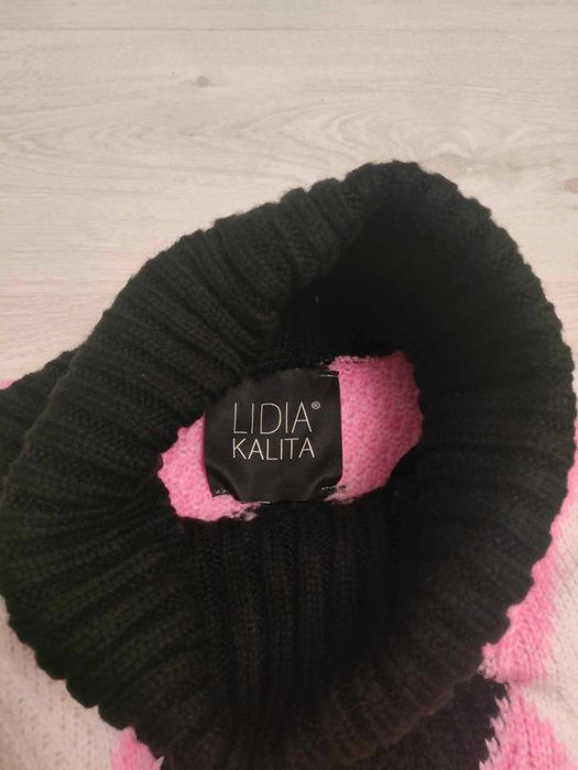 Sweter golf w różowe romby Lidia Kalita