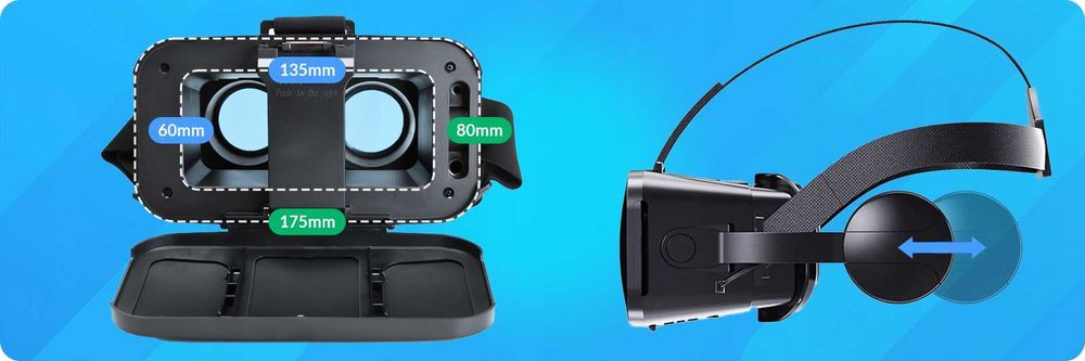 Gogle Okulary VR 3D Wirtualne do Smartfona do Gier do Filmów + Pad
