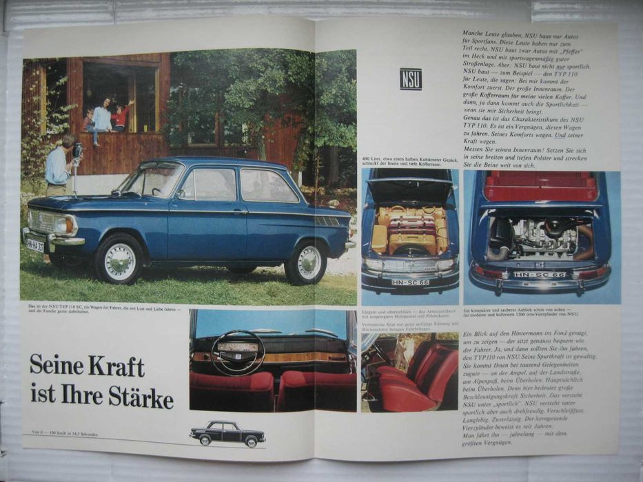 NSU Typ 110 Prospekt Katalog NSU 110 DE