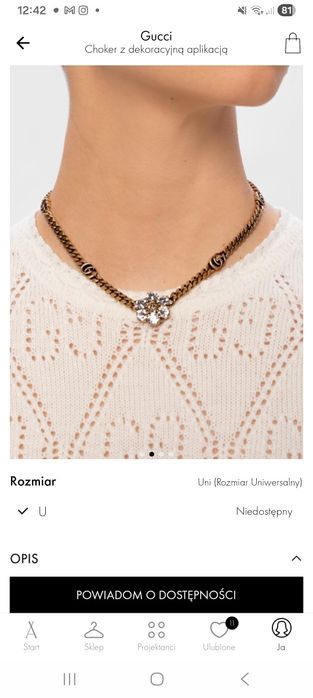 Oryginalny choker naszyjnik Gucci