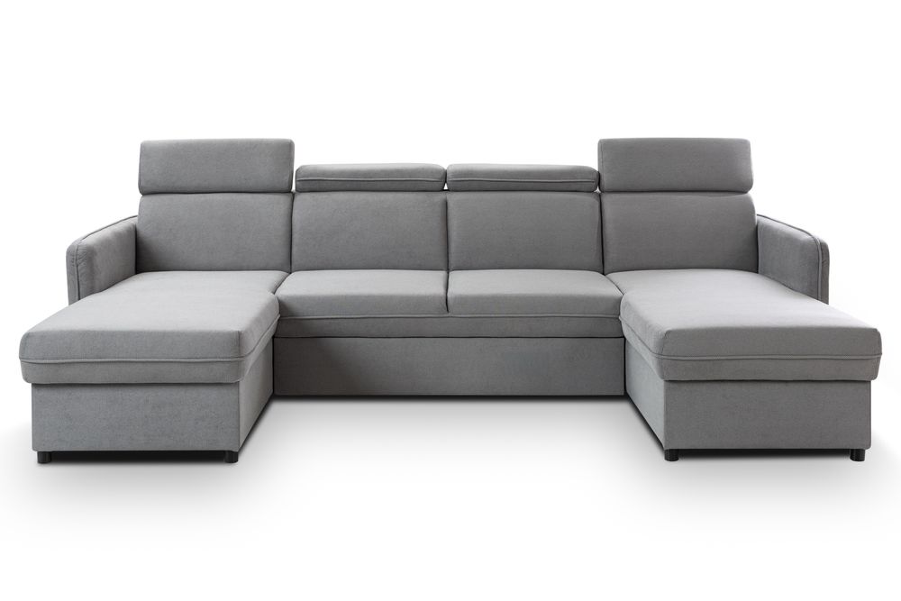 Narożnik U Prototyp 283 x 165 cm-funkcja spania, 2 pojemniki, zagłówki