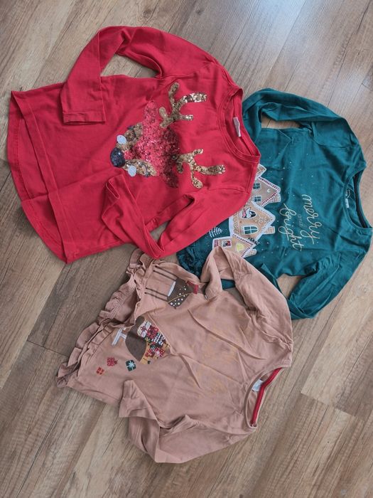 Świąteczny xestaw 3 koszulek rozmiar 116