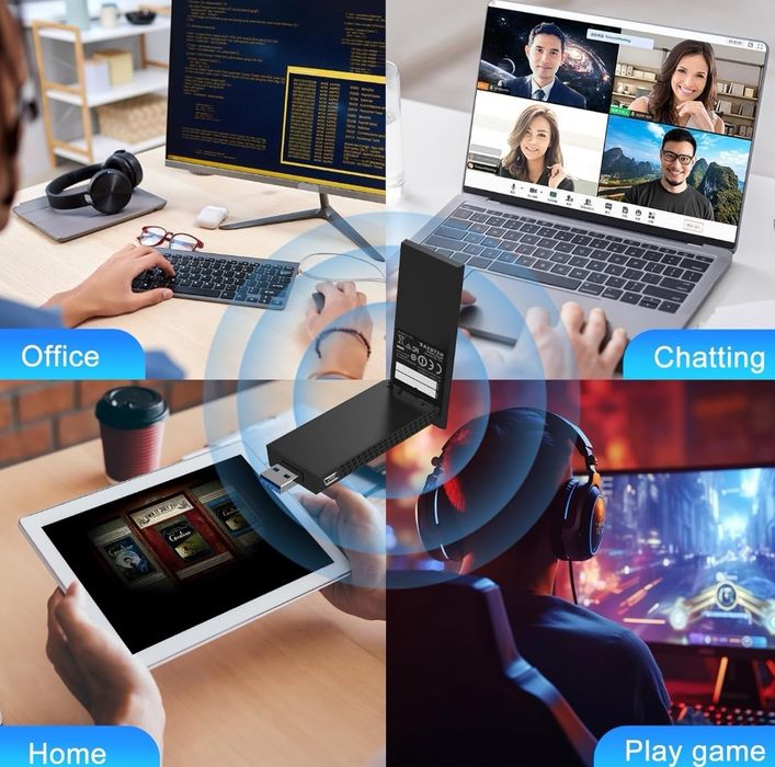 Maxuni AX1800 USB WiFi Adapter do PC, Bezprzewodowy Adapter Sieciowy