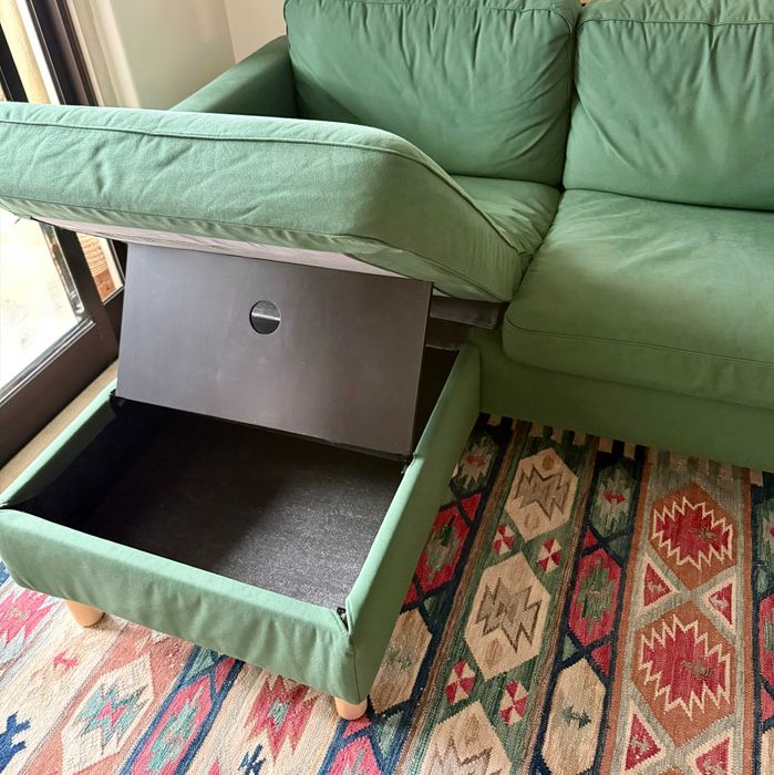 Sofá IKEA PÄRUP 3 Lugares c/ Chaise Longue – Vissle Verde Escuro
