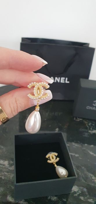 Kolczyki Cc chanel perła nowe