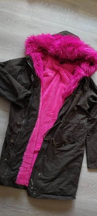 Kurtka khaki futerko ciepła M