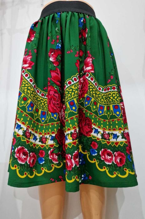 Spódnica ludowa, góralska zielona S/M poza kolano