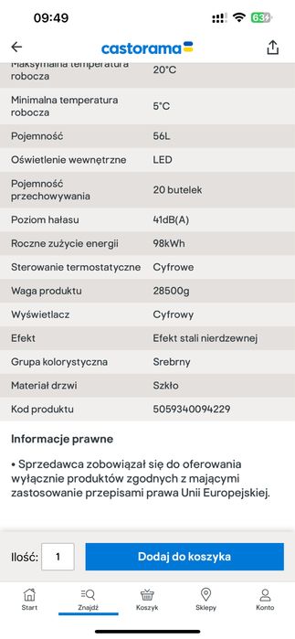 Lodowka na napoje winiarka 30cm