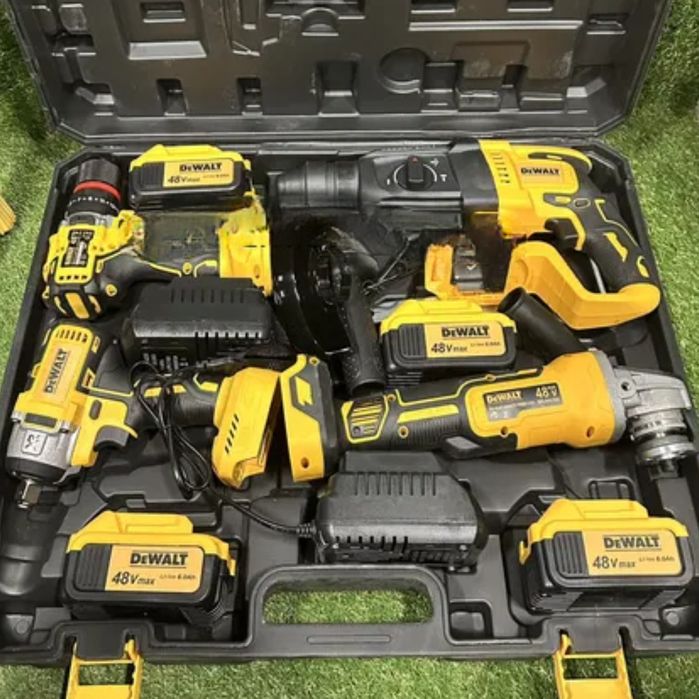 Набір інструментів DeWALT Шуруповер+Болгарка+Перфоратор+Гайковерт