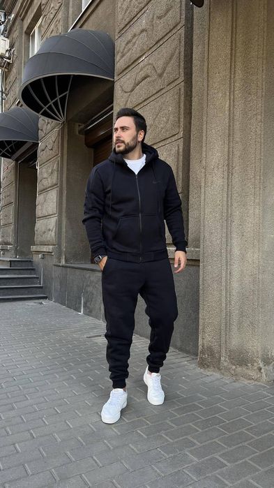 Теплый мужской спортивный костюм на флисе трехнить чоловічий теплий