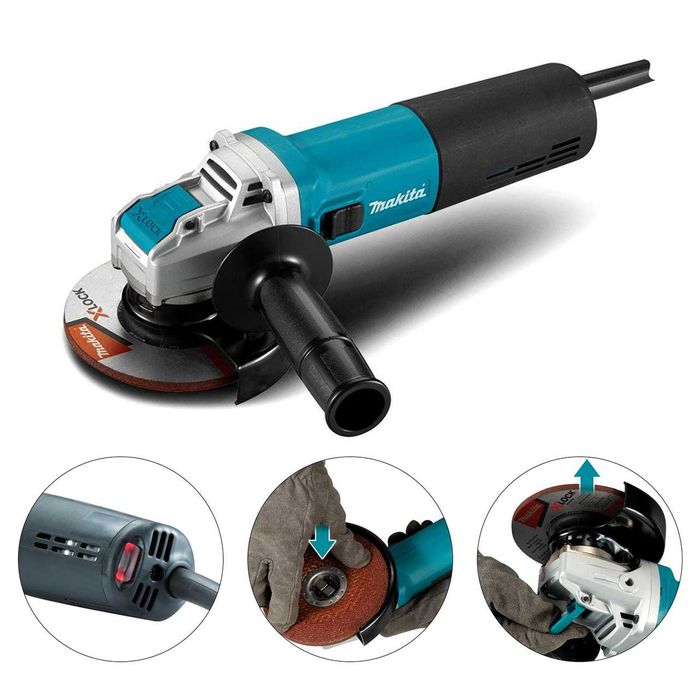 Кутова шліфувальна машина, болгарка електрична Makita (1400 Вт, 12000 об/хв, диск 125 мм) / КШМ шліфувальна