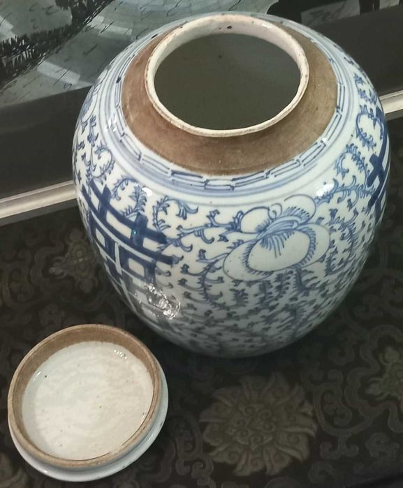 Bonito e grande Pote em Porcelana Chinesa, Dupla Felicidade, sec.xix,