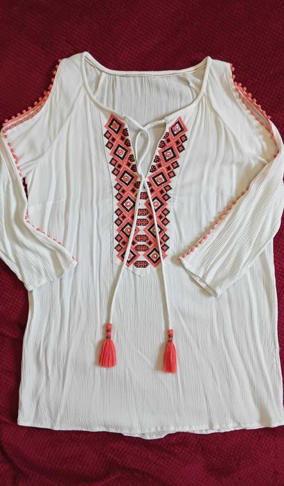 Koszula biała ethno boho s/m