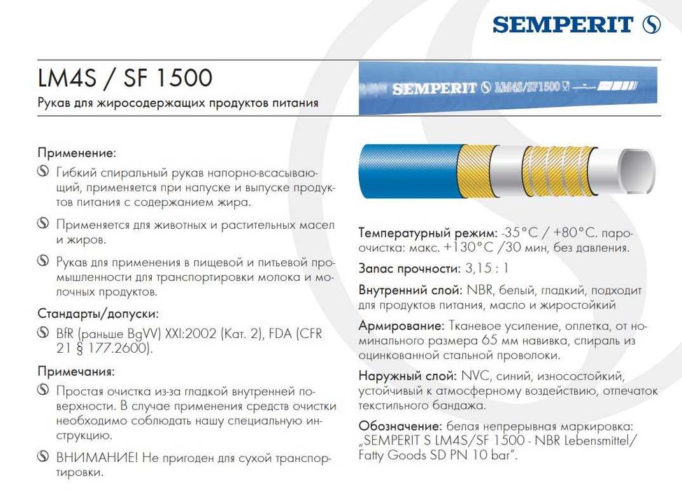 Шланг рукав  3" харчовий  на автоцистерну
