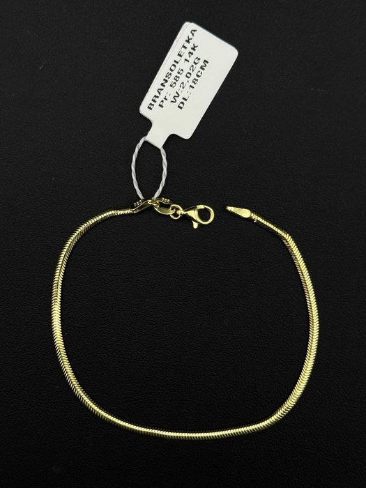 Złota Bransolteka Splot Żmijka Półpłaska Złoto 585 14k Elegancka Nowa Sklep Cudo