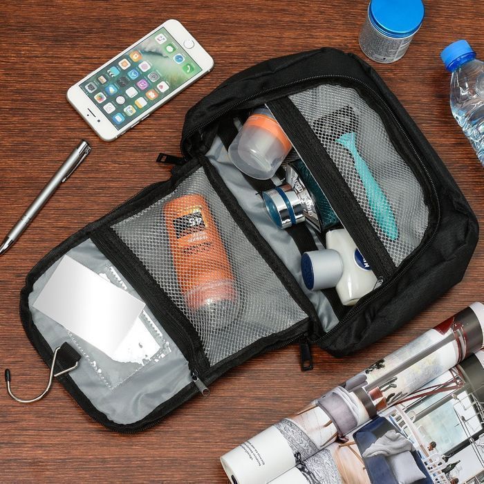 Kosmetyczka podróżna czarna unisex organizer lusterko Beltimore