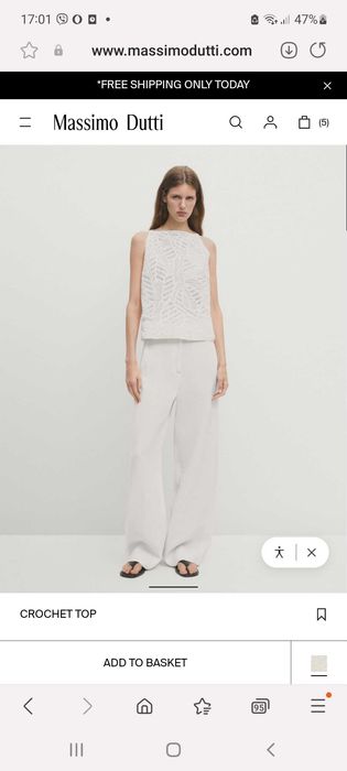 Топ из кружева кроше, белый Massimo Dutti, p. M