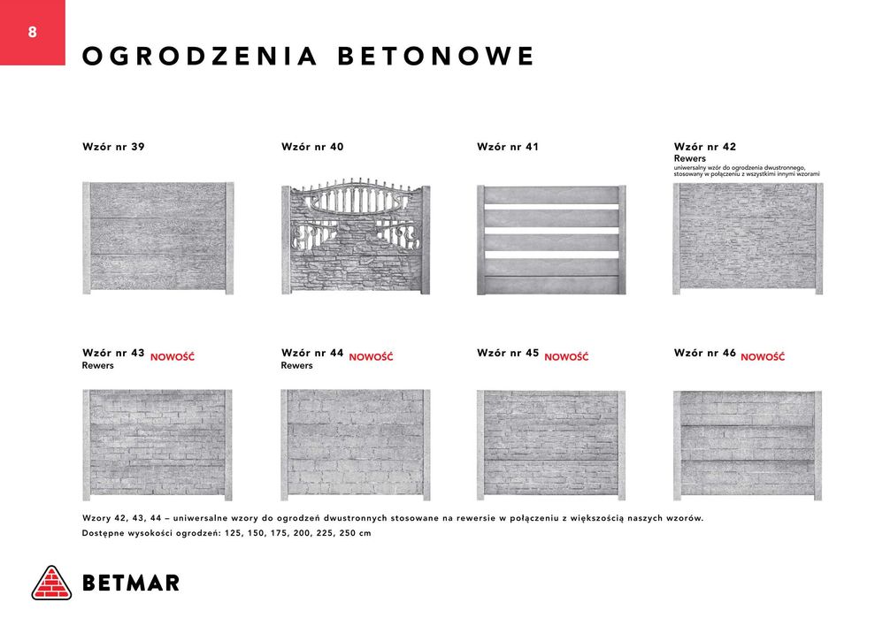Ogrodzenie betonowe, ogrodzenia betonowe, płot betonowy H 150-250