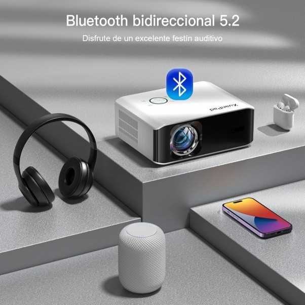 Projetor inteligente XuanPad Full HD 1080p com foco automático e tripé — excelente estado