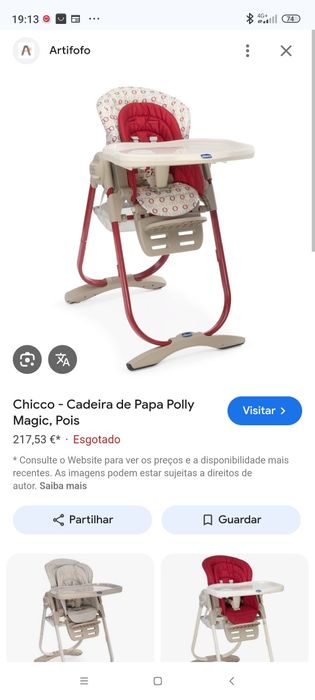 Cadeira de Papa - CHICCO Polly Magic 3 EM 1