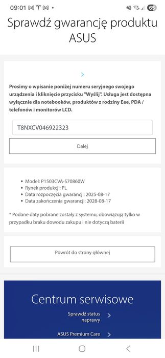 LAPTOP ASUS P1503CVA-S70860W nowy