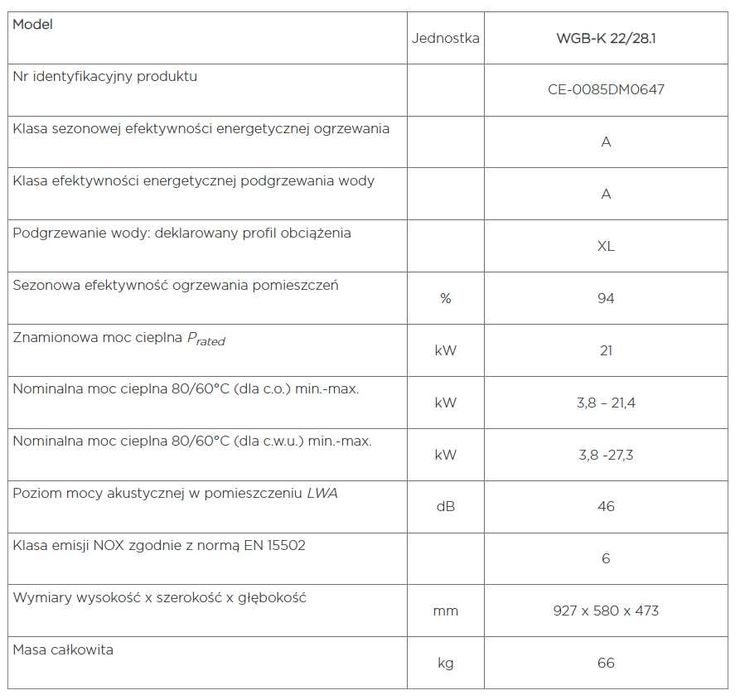 Kocioł gazowy kondensacyjny Brotje  WGB-K 22/28.1