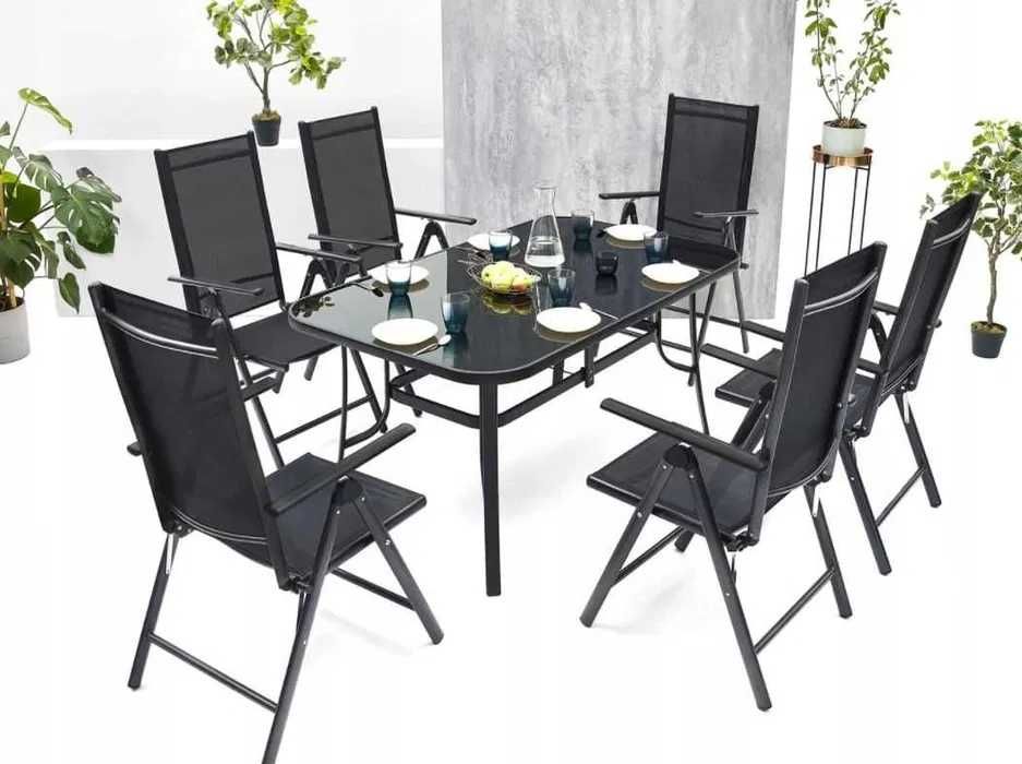 Meble Ogrodowe Zestaw STÓŁ 6+1 NA TARAS BALKON 90 cm x 150 cm x 73 cm