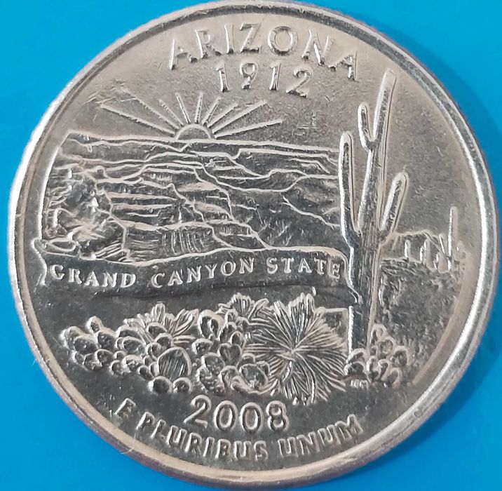 1/4 Dólar de 2008 * P, do Estado do Arizona, USA