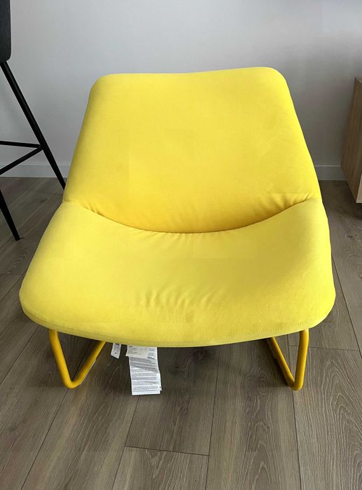 Fotel ikea sotenas żółty retro vintage krzesło