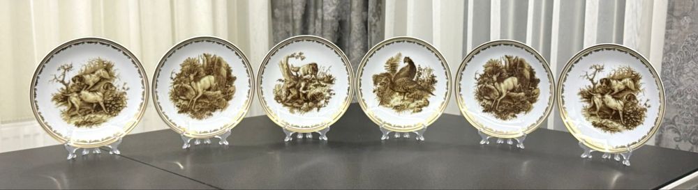 Винтажный фарфоровый набор пивных бокалов GDR Германи подарок охотнику