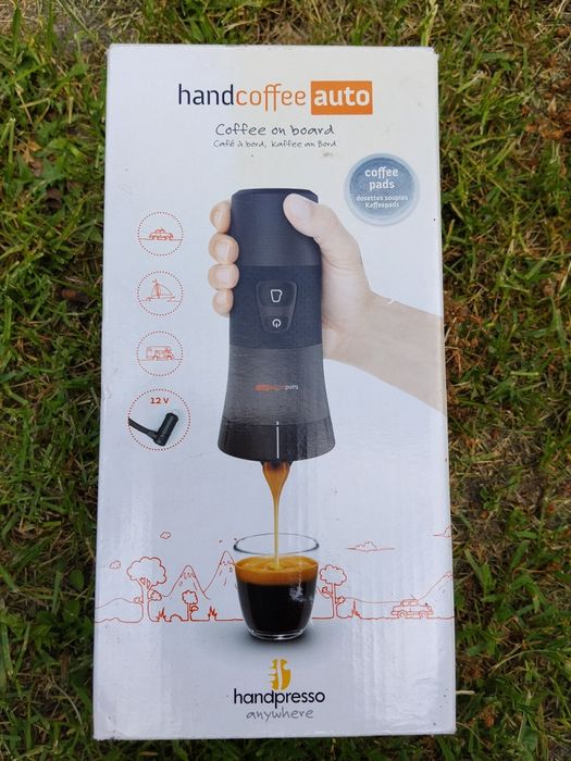 Handpresso 48264 ręczna kawa samochodowa 12 V (zapalniczka samochodowa) czarna - przenośny ekspres do espresso do padów Senseo