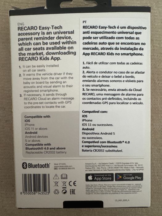 Recaro easytech Dispositivo anti-abandono