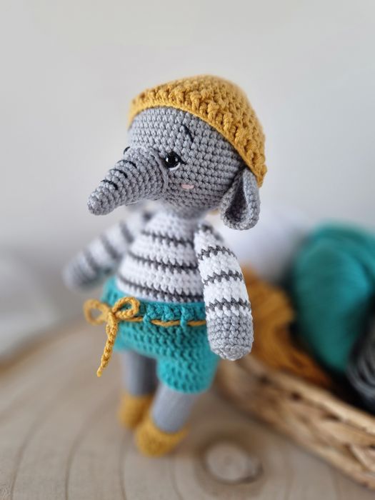 Słonik na szydełku, handmade