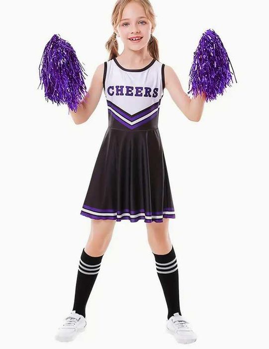 134 Strój cheerleaderki CHEERLEADERKA Cheers kostium sukienka pompony