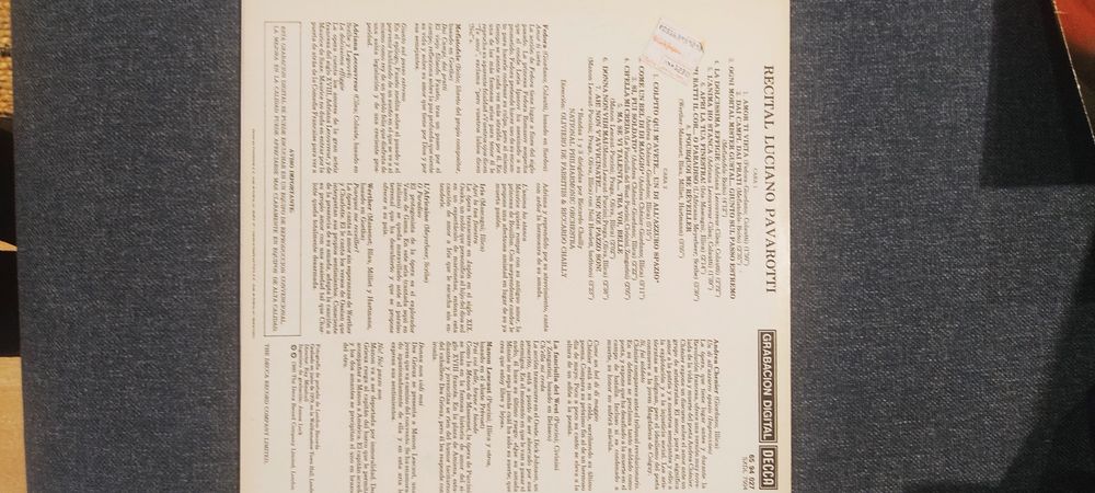 Vinil vinyl Luciano Pavarotti Recital 1981