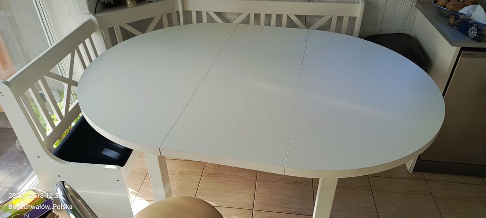Stół okrągły  bialy rozkładany
