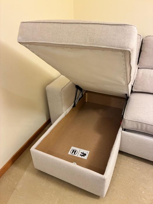 Sofá Cama com Chaise Longue Reversível e Encosto Reclináve