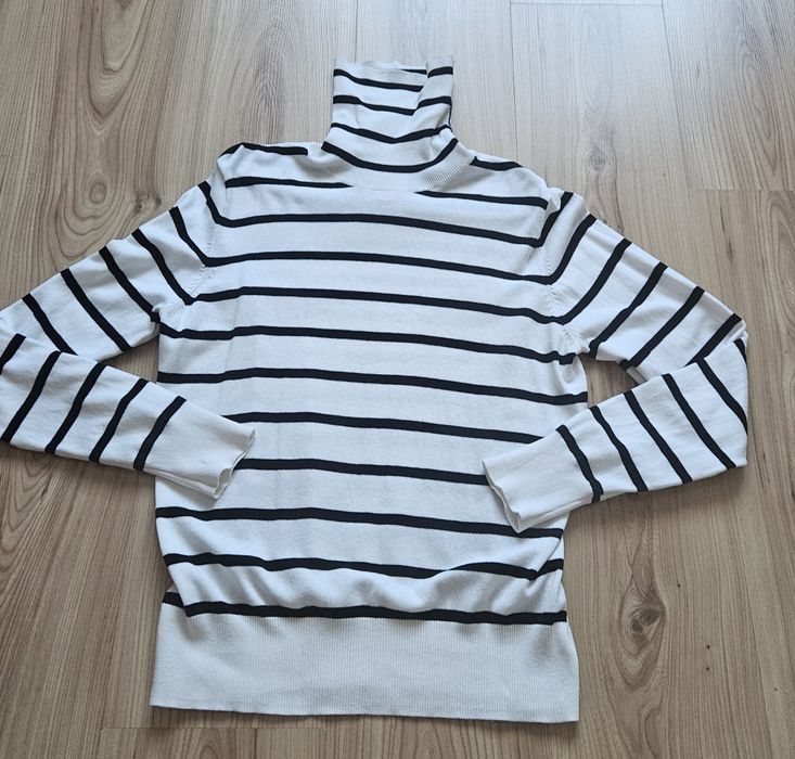 Golf damski biały w paski