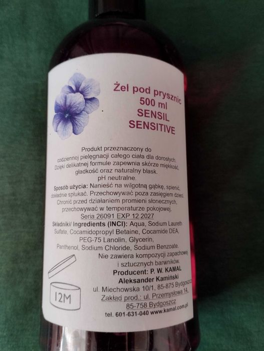 Żel pod prysznic Sensil Sensitive 500 ml – pH neutralne, nowa butelka